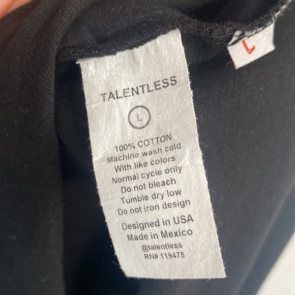(A11) NEW TALENTLESS Black tee with Butterfly, Size Large, Unisex, NWOT - Picture 7 of 7